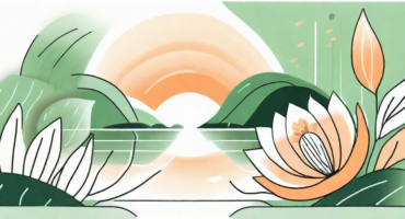 A serene natural environment with elements symbolizing birth and new life