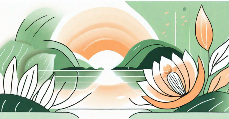 A serene natural environment with elements symbolizing birth and new life