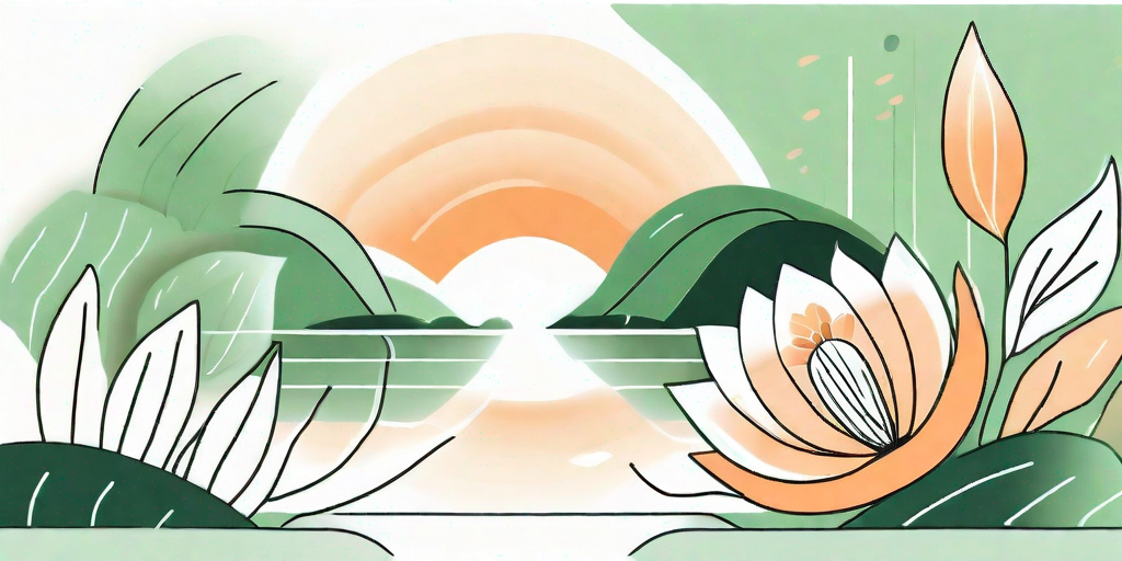 A serene natural environment with elements symbolizing birth and new life