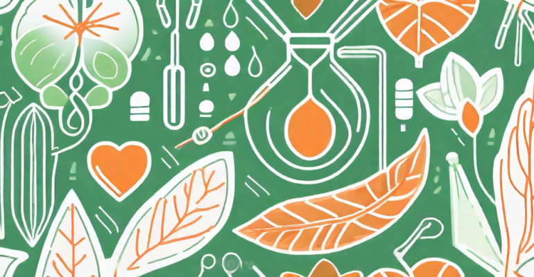 A diu hormonal (hormonal iud) surrounded by symbols of health and wellness