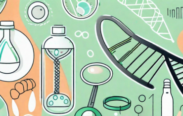 A magnifying glass hovering over a dna strand