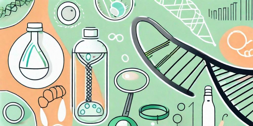 A magnifying glass hovering over a dna strand
